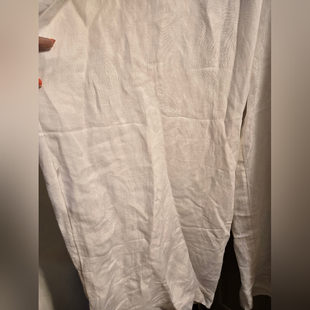 White Wide-Leg Linen Blend Pants - Picture 2 of 5